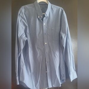 Izod Men's Button-Down Dress Shirt in Blue & White Micro Check Pattern